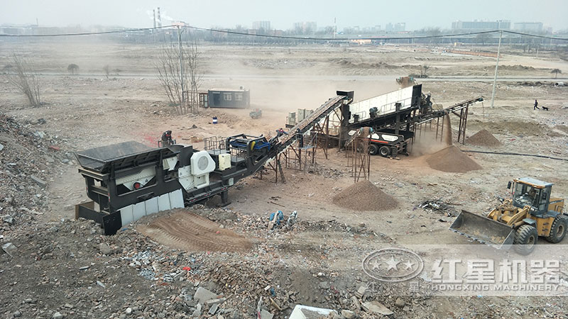 北京大兴时产380吨建筑垃圾制沙机现场